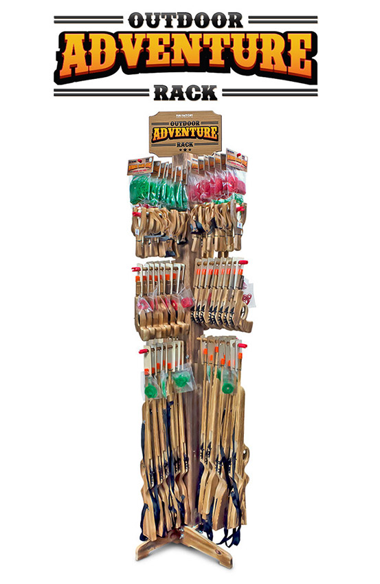 Outdoor Adventure Rack Rubber Band Toy Guns Display for Stores